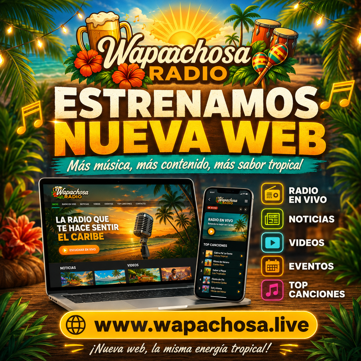 Wapachosa Radio Online estrena nueva web y fortalece su propuesta tropical en el mundo digital